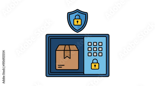 Secure Electronic Safe with Locking Mechanism. Vector Illustrations. EPS Editable