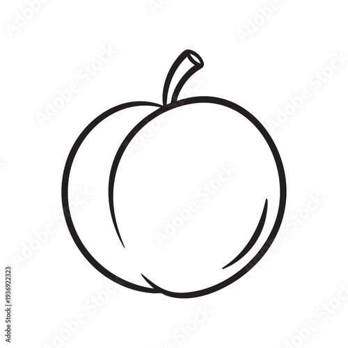 Outline illustration depicting single whole apple or peach, minimalistic fruit design perfect for healthy eating concepts and simple dietary representations