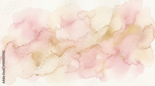 abstract watercolor, soft pink and golden wash, luxry background, pastel artistic texture