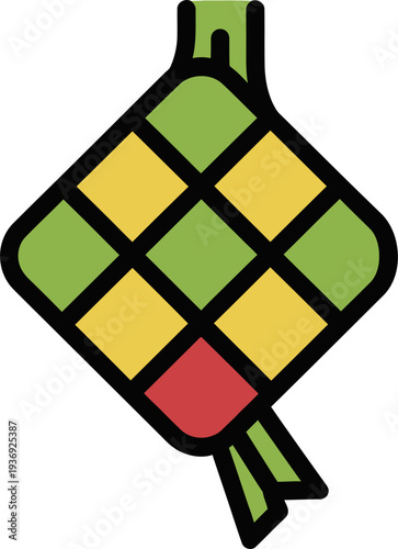 Decorative Woven Palm Leaf Ornament With Diamond Pattern Shape