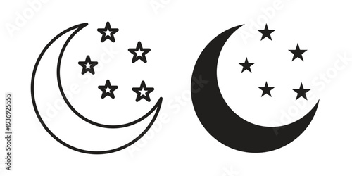 Moon stars icon Symbol for App and Web UI Design Vectors