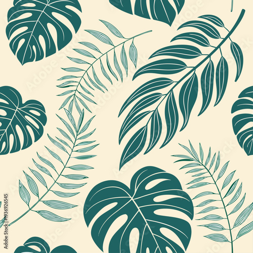 tropical leaves and monstera plants