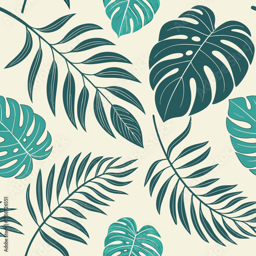 tropical leaves and monstera plants