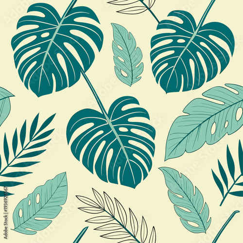 tropical leaves and monstera plants