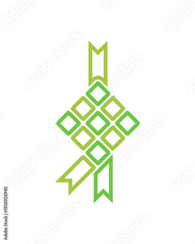 Traditional Ketupat Rice Cake Icon for Eid al-Fitr Decoration