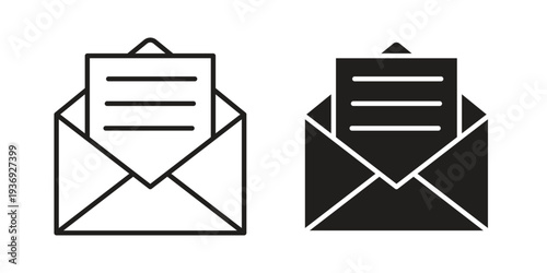 Open email icon Symbol for App and Web UI Design Vectors