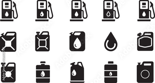 Black of fuel and oil on white background fuel oil gas pump oil can fuel tank transparent background