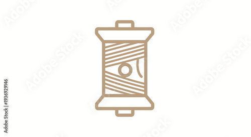 A minimalist illustration of a spool of thread in a simple line art style