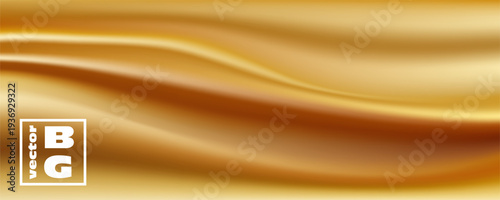 Golden holographic wavy gradient. Softness silk texture. Gold polished metal. Iridescent Foil.  Great for web design,  banner, poster
