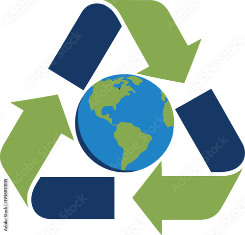 Global recycling symbol graphic showcasing environmental protection and sustainable resource management for planet earth