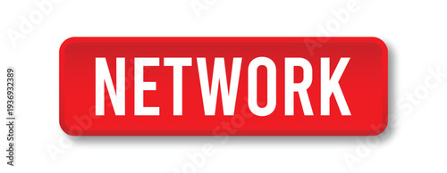 Red network button with white text on digital interface background representing internet communication technology