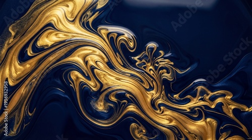 abstract liquid marble, gold and navy blue swirl, lxury texture, elegant background wallpaper