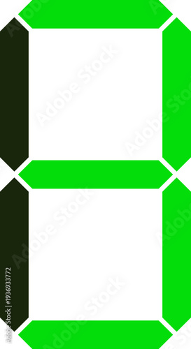 A bright green digital segment display showing the number nine with a dark segment on the left side