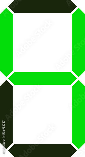 A bright green seven-segment display showing the numeral nine against a white background, representing digital information