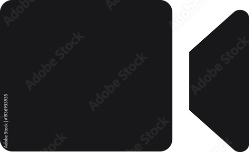 A simple, modern black icon representing a video camera, often used for recording or playback functions