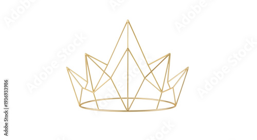 Golden crown outline isolated on transparent background png