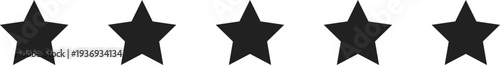 A horizontal line of five solid black five-pointed stars against a white background, representing a rating or achievement