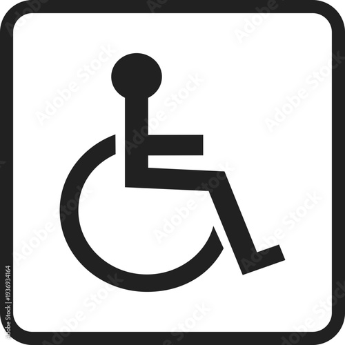 A simple icon representing accessibility for individuals with disabilities, showcasing a person in a wheelchair