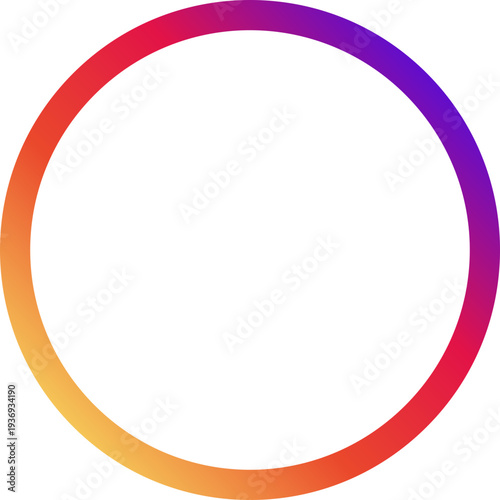 A vibrant gradient circle, reminiscent of the Instagram story ring, transitions through warm and cool colors on a clean white background