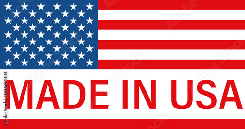 A clear and bold graphic displaying the American flag with the text 'MADE IN USA' prominently featured, signifying domestic manufacturing and origin