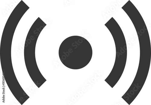 A minimalist dark gray icon representing a wireless signal or broadcast emanating from a central point