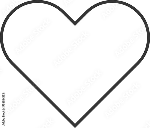 A minimalist, clean line drawing of a heart symbol, perfect for representing love, health, or positive emotions in various designs