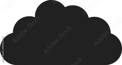 A minimalist black silhouette of a cloud, perfect for representing weather, data storage, or abstract concepts in digital design