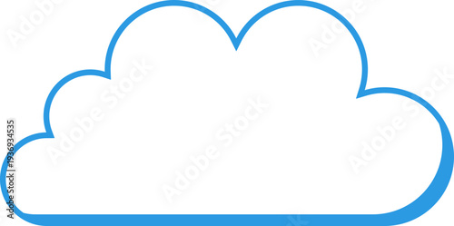 A minimalist blue outline of a cloud on a white background, representing digital storage and online services