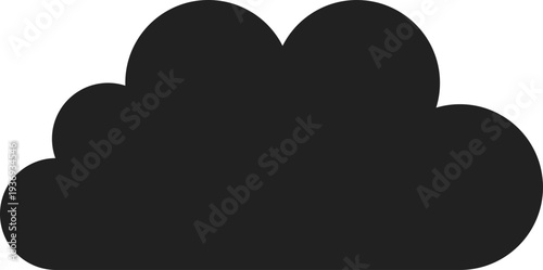 A minimalist, solid black cloud shape representing weather or digital storage