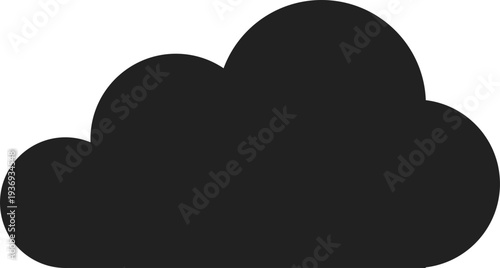 A minimalist, solid black icon representing a cloud, perfect for digital interfaces and weather-related graphics