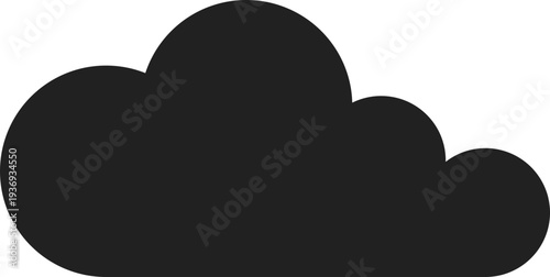 A simple, dark silhouette of a cloud, representing weather, data storage, or abstract concepts