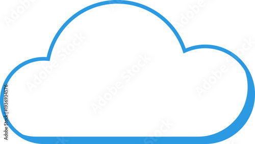 A minimalist graphic representation of a cloud with a distinct blue outline against a clean white background, perfect for digital concepts