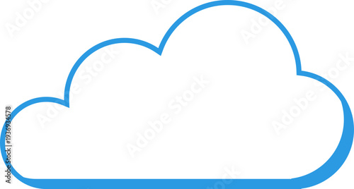 A simple blue outline of a cloud shape, representing cloud computing and digital services