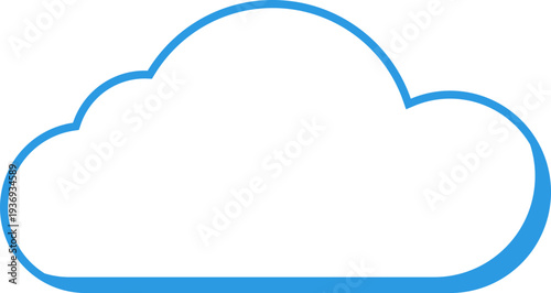 A clean, minimalist graphic representation of a cloud with a blue outline on a white background, perfect for digital concepts