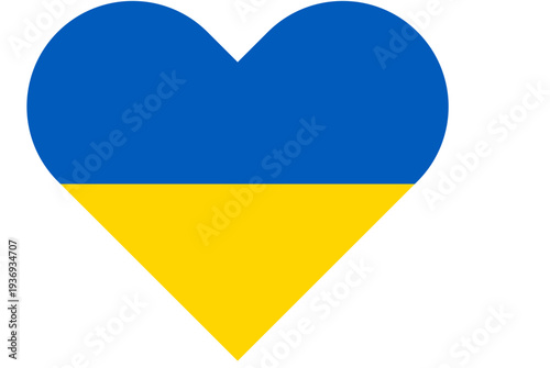 A heart shape filled with the blue and yellow colors of the Ukrainian flag, symbolizing love and support for Ukraine
