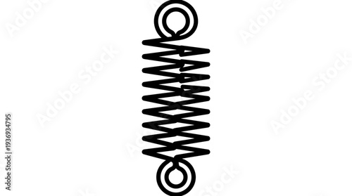 Vertical Metal Coil Spring Icon Representing Elasticity and Mechanics, isolated white background.