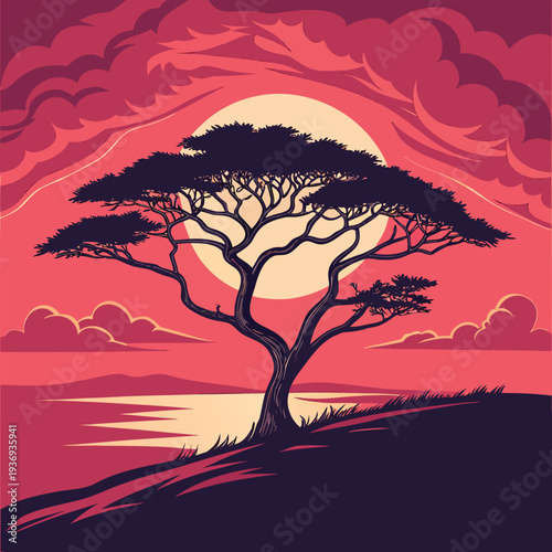 tree silhouette at sunset