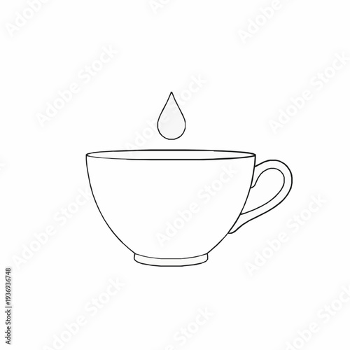 Elegant Minimal Teacup with Single Drop Line Art Vector Design