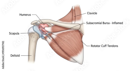 Wallpaper Mural Anatomical illustration of the human shoulder showing muscles and tendons Torontodigital.ca