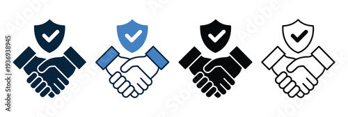 Trust icon set multiple style collection, including outline, solid, flat, and colorful variations, representing reliability