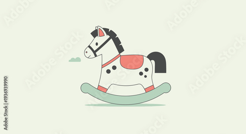 Cute rocking horse toy illustration