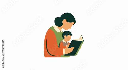 Loving mother and child sharing a storybook together, fostering imagination and bonding through reading in a cozy moment.