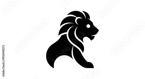 Stylized black lion silhouette on white