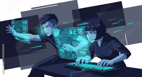 Young Developers Interacting with Advanced Holographic Interfaces