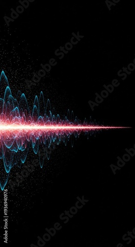 Dynamic conceptual visualization of digital data flow and frequency patterns against a dark background, representing complex abstract waves and rhythm ,visualization ,energy ,fluid