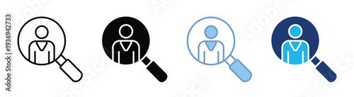 Search icon set multiple style collection