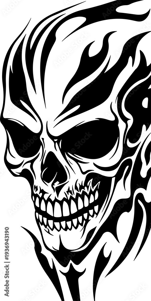 Obraz premium Aggressive skull with sharp teeth snarling isolated on transparent background