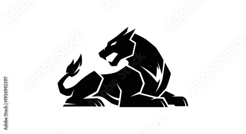 Stylized black panther logo on white