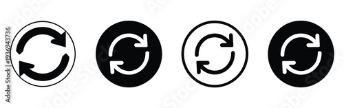 Update icon flat logo set collection, including vector illustrations of refresh, reload, and synchronization symbols