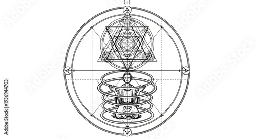 Sacred Geometry Human Energy Field Meditation Cosmic Symbol